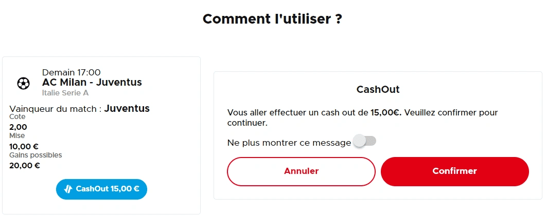 Filtre cash out Betclic