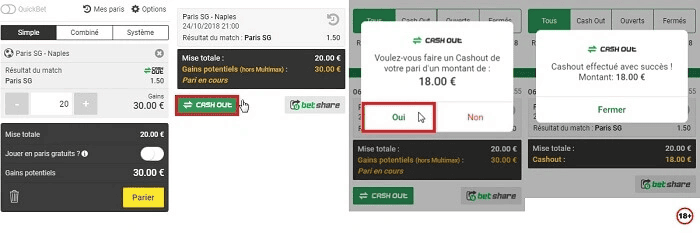 Avantage de cash out Unibet