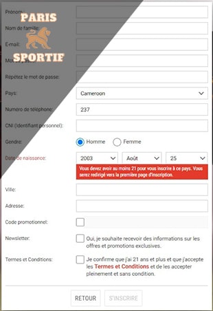 formulaire d'inscription au supergooal