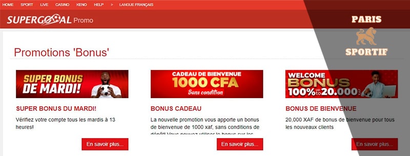 page de bonus de supergooal