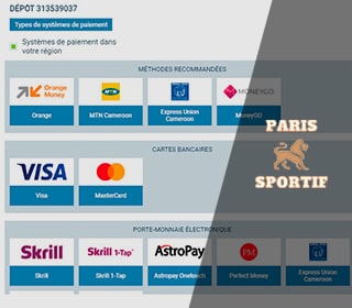 fragment de la page du site Web 1xbet avec les systèmes de paiement disponibles