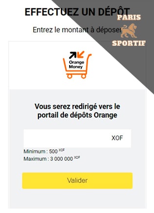 exemple de dépôt sur orange money