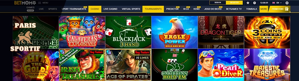 page casino sur le site betmomo