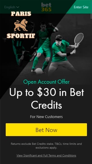 page du site Web de bet365 à partir d'un téléphone mobile