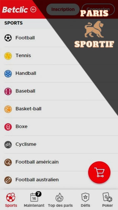 Paris sportifs dans application